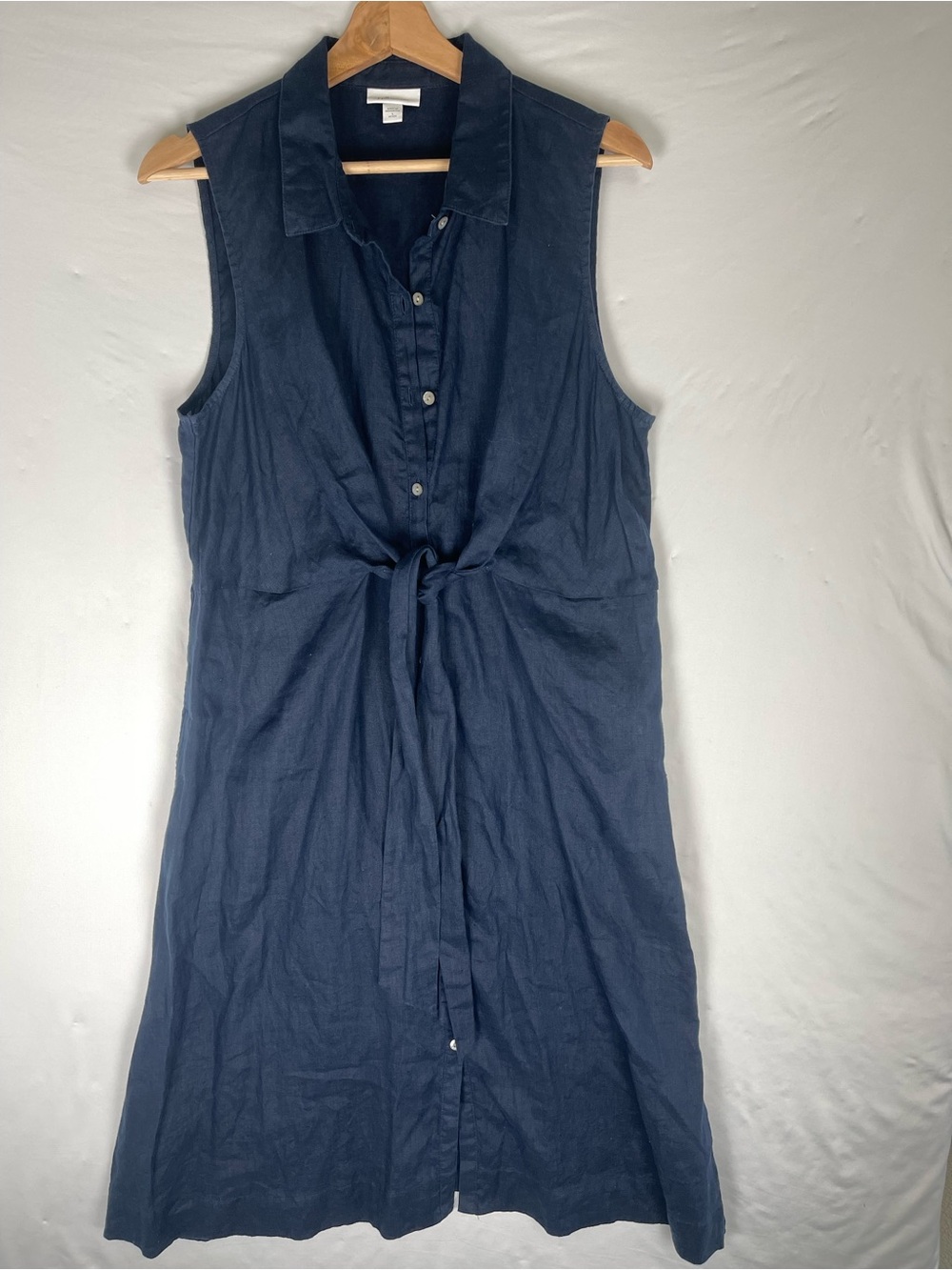 J. Jill Sleeveless Tie-Waist Shirt Dress - Navy